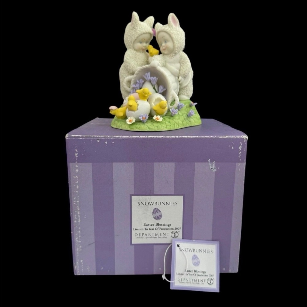 Dept 56 Snowbunnies Easter Blessings Figurine Limited 2007 Porcelain Chicks Eggs
